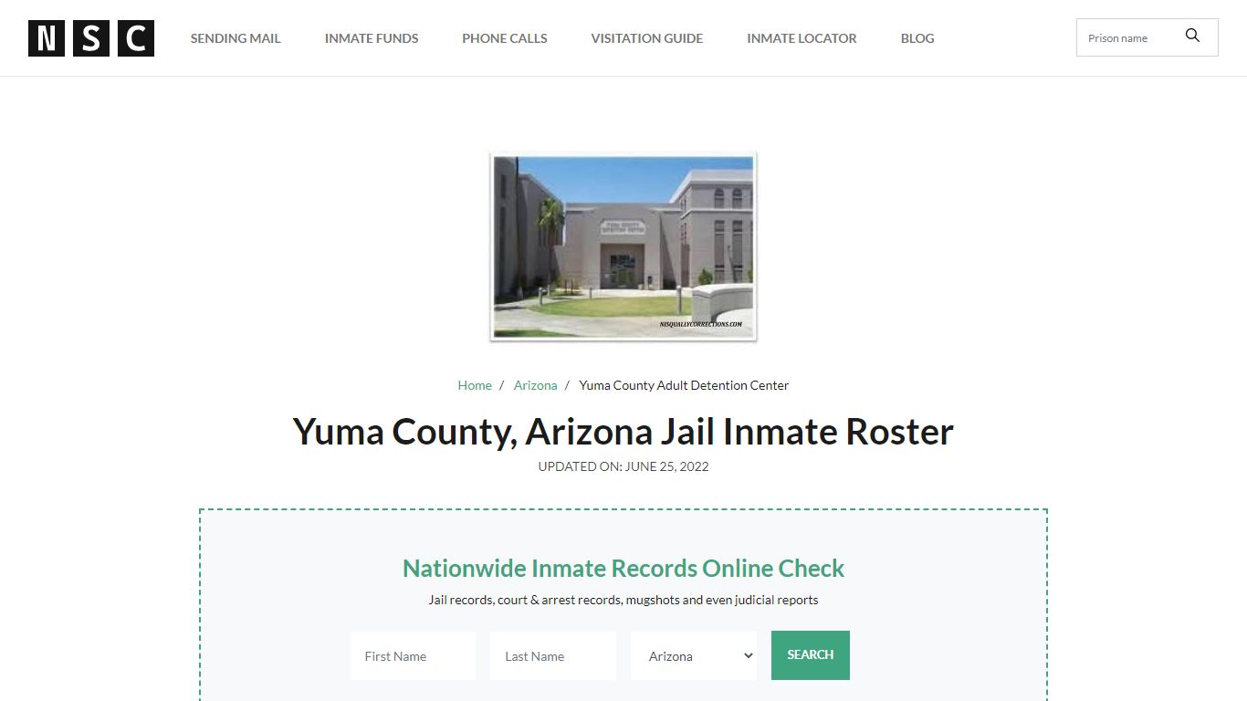 Yuma County, Arizona Jail Inmate Roster